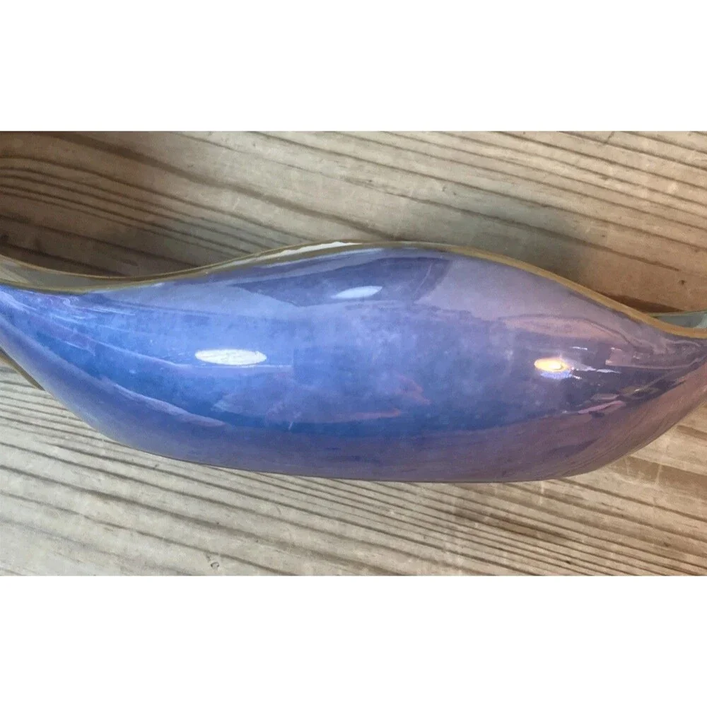 Antique Limoges France Gold Rim Pearlized Purple Vanity Dish Bowl Luster Wear